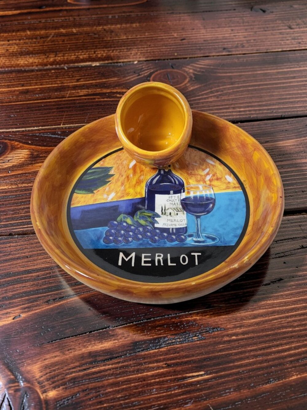 Vintage Sonoma Ambiance Collection Merlot Olive Oil Serving Tray 6"W x 1"H.